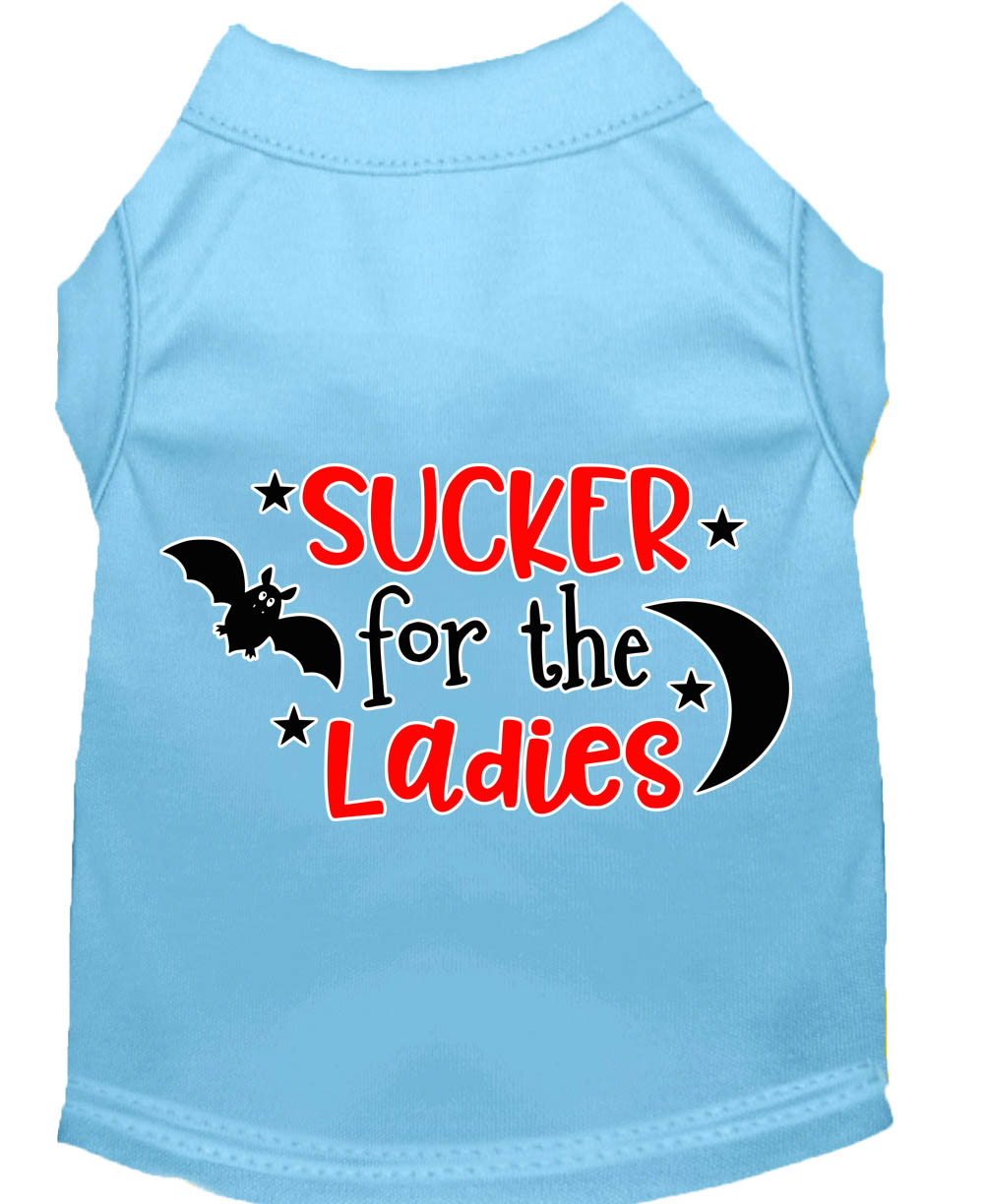 Sucker for the Ladies Screen Print Dog Shirt Baby Blue Med